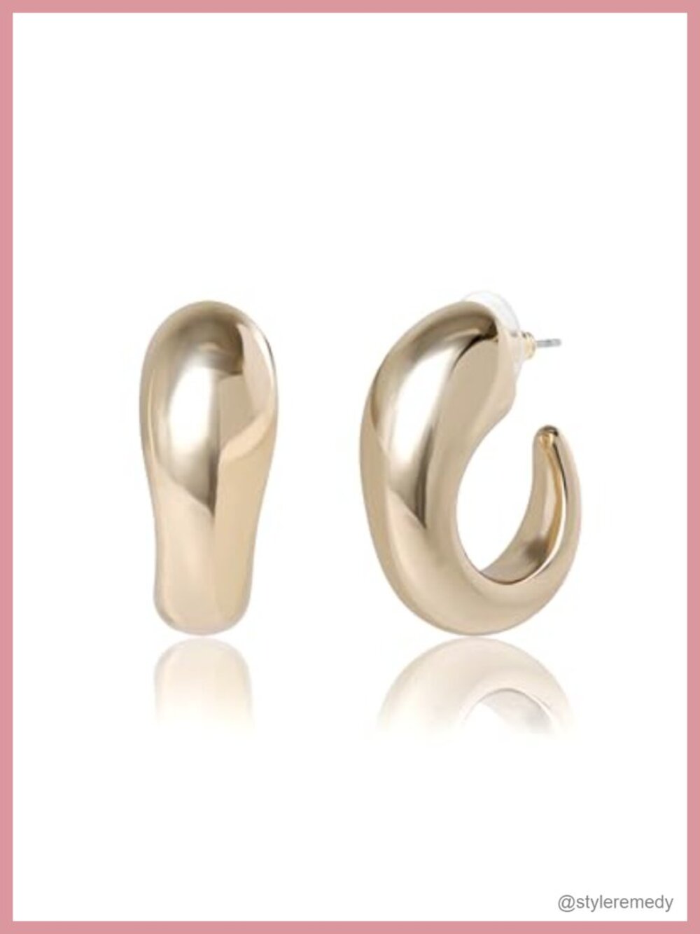Gold-Tone Hoop and Drop Earrings Women Elegant Push Back